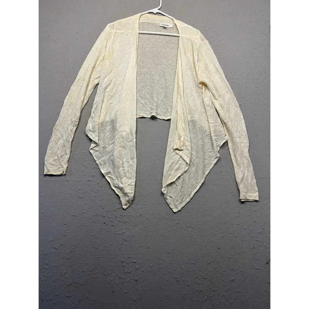 Calvin Klein Cardigan Linen Blend Cream Large Womens
